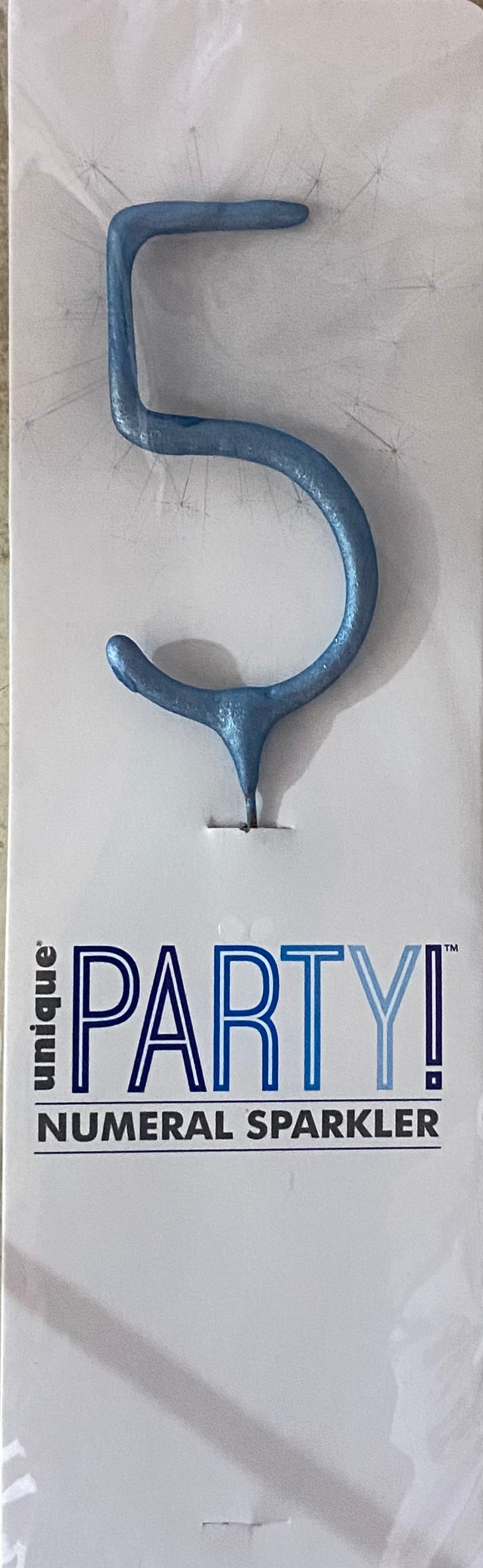 UNIQUE PARTY NUMERAL SPARKLERS 5 blue