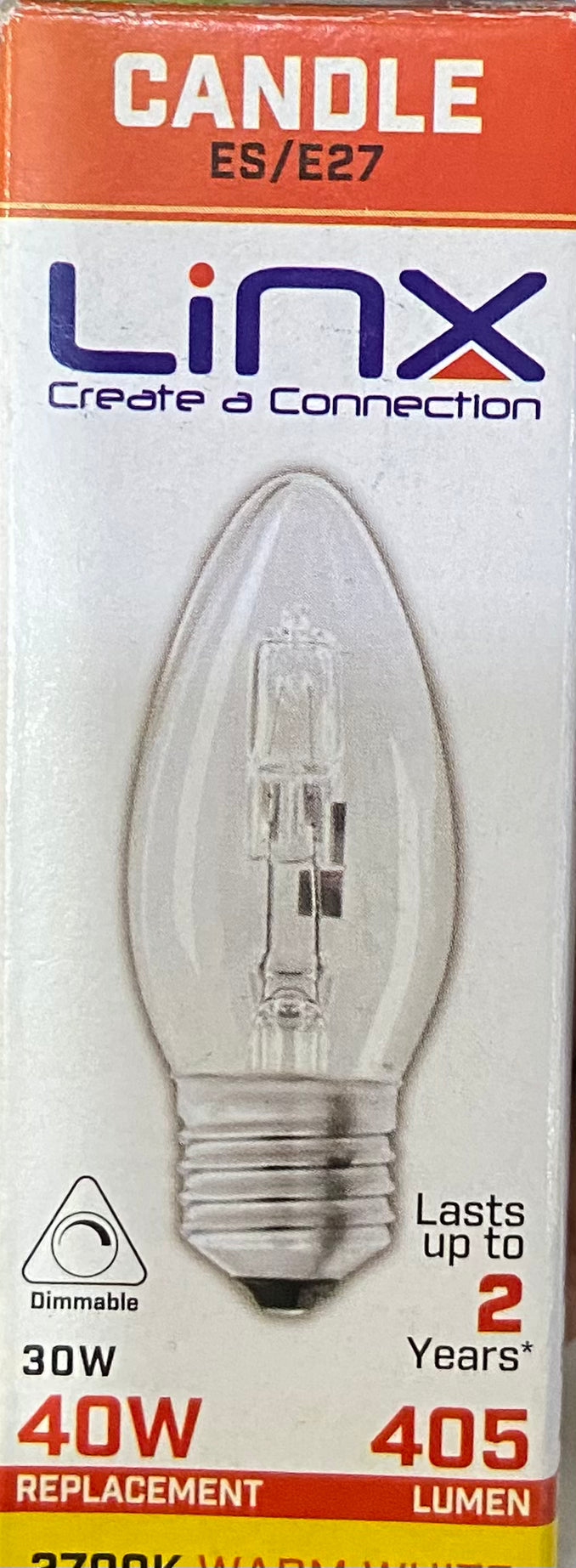 AMPOULE BOUGIE CULOT À VIS E27 BLANC CHAUD 40W DIMMABLE LINX