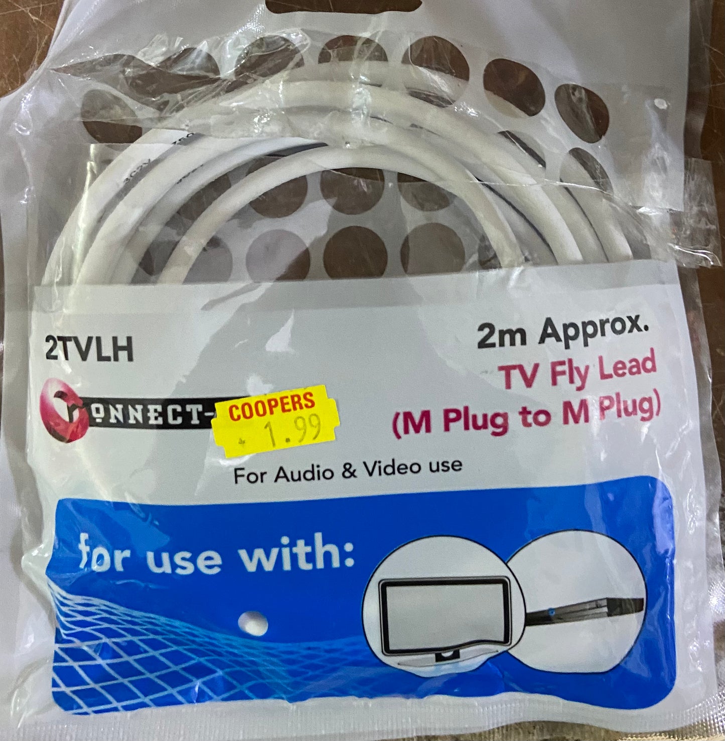 TV FLY LEAD (M PLUG TO M PLUG) 2m