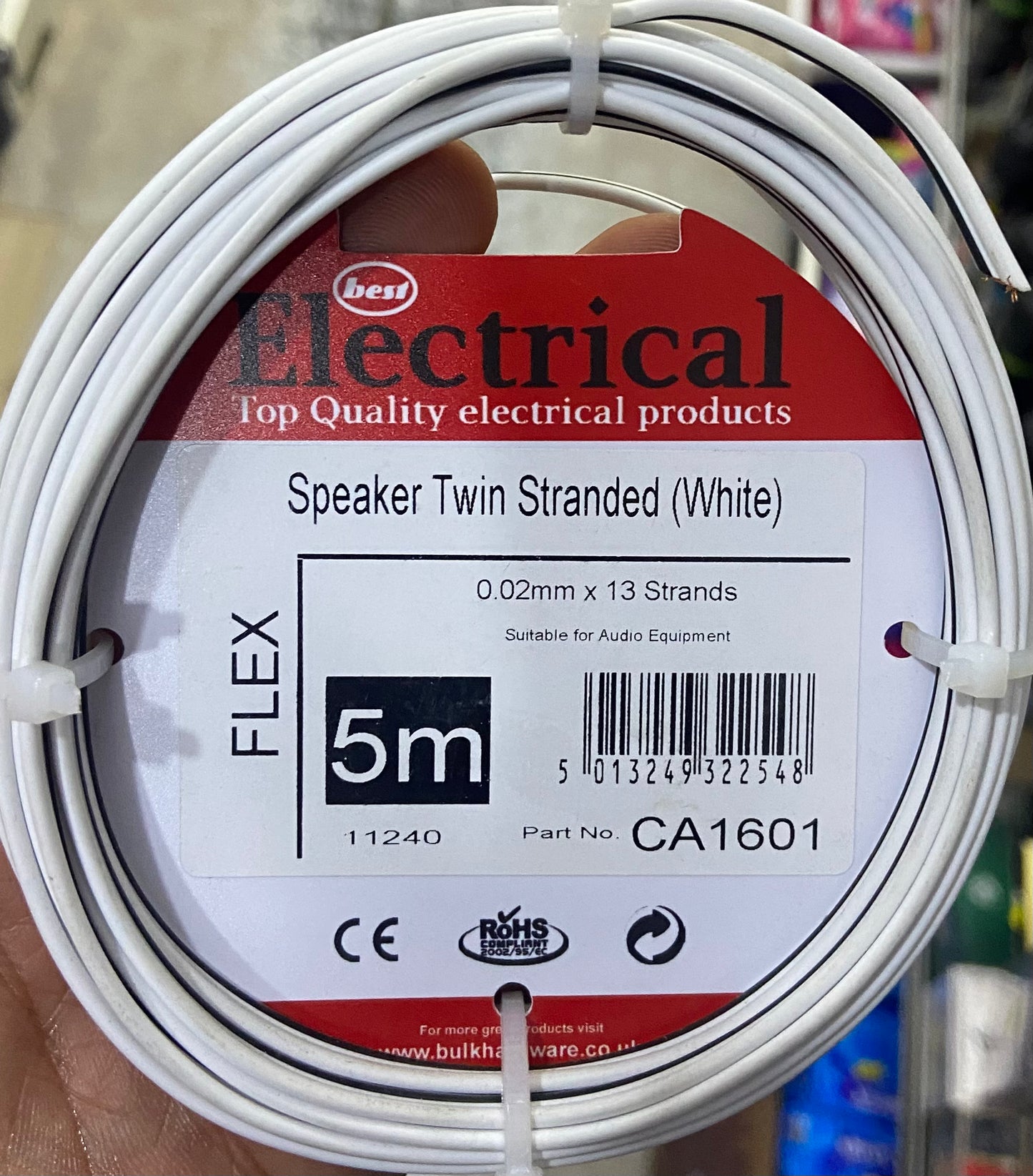 ELECTRICAL SPEAKER TWIN STRANDED (white) 0.02mmx13strands 5m