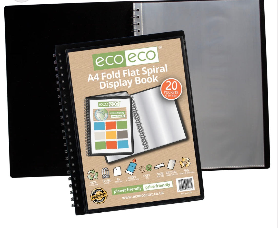 Livre de présentation ECO ECO A4 à spirales, pliable, 20 pochettes