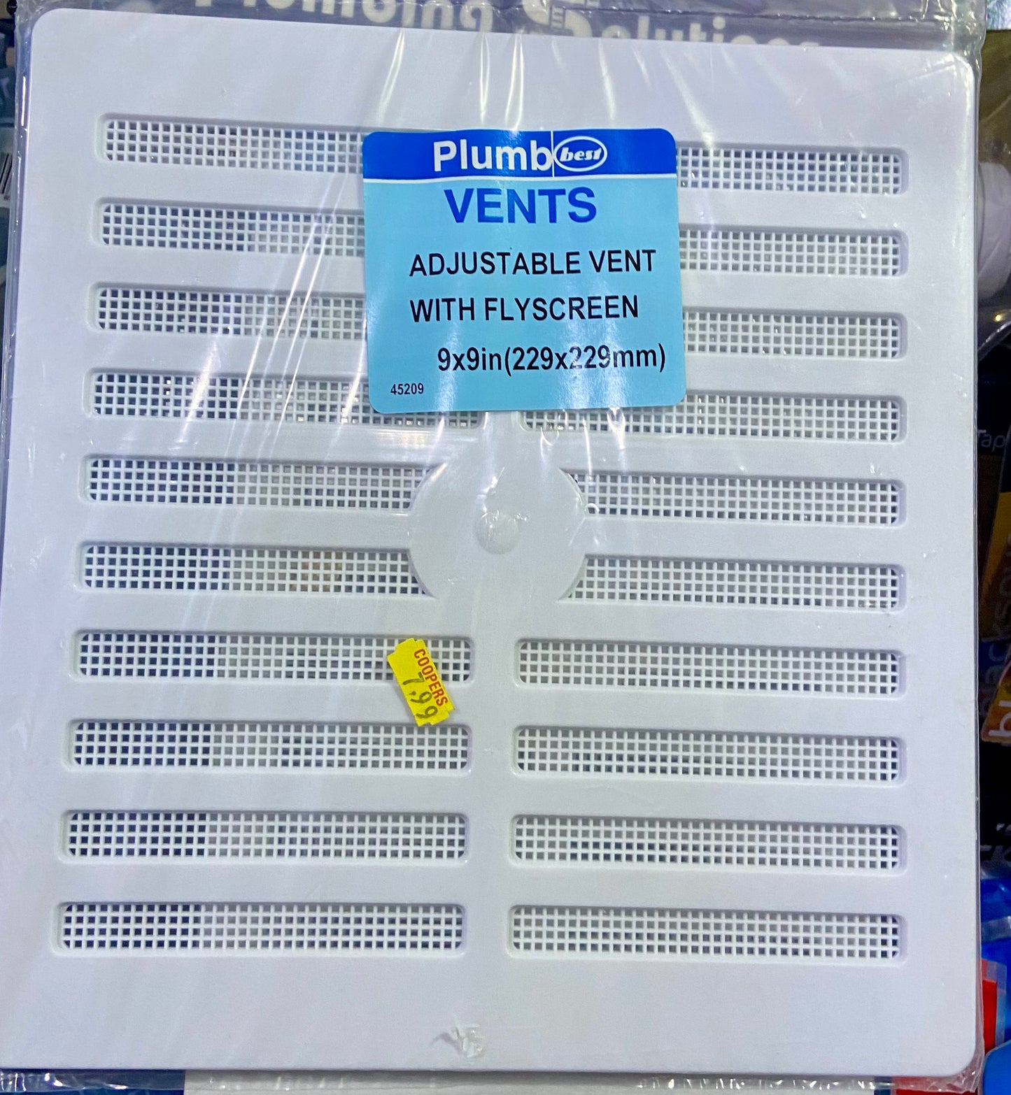 PLUMB ADJUSTABLE VENT WITH FLYSCREEN 9x9in (229x229mm)