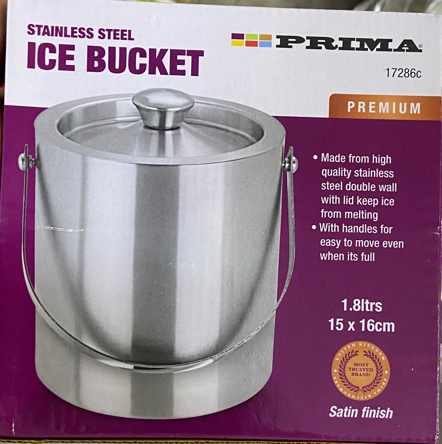 SEAU À GLACE EN ACIER INOXYDABLE PRIMA 1,8L