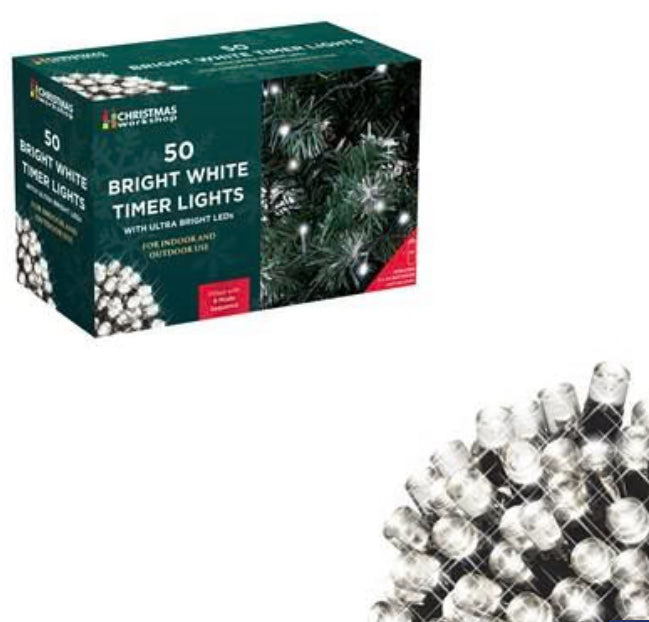 The Christmas Workshop 71449 - 50 lumières de Noël à LED Blanc Brillant avec minuterie