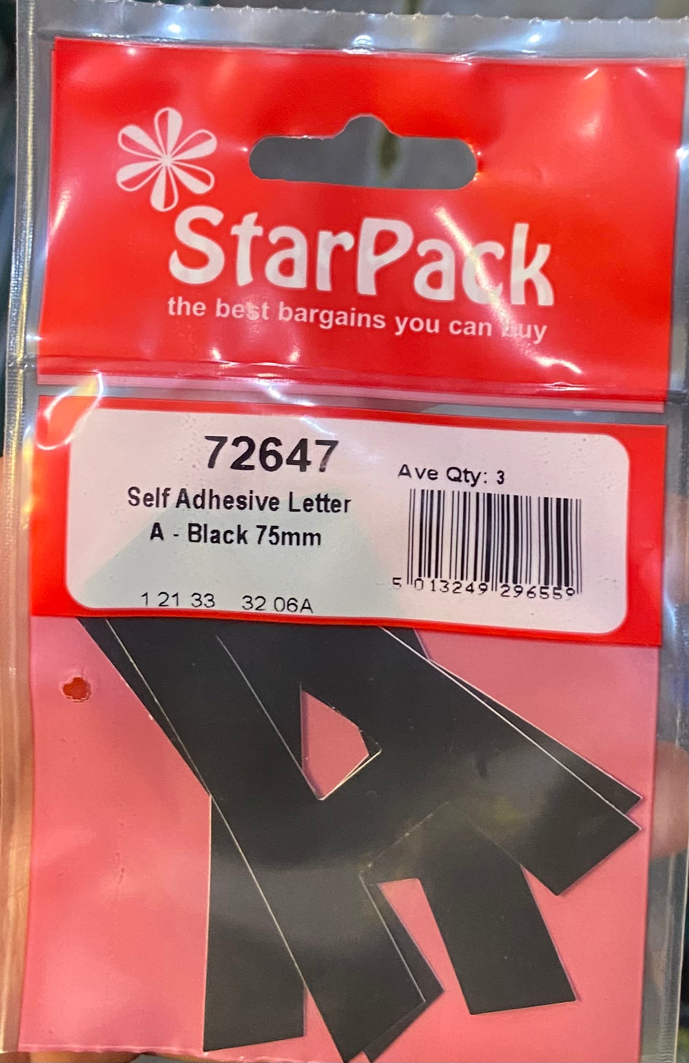 STARPACK Lettre autocollante A-Noir 75 mm