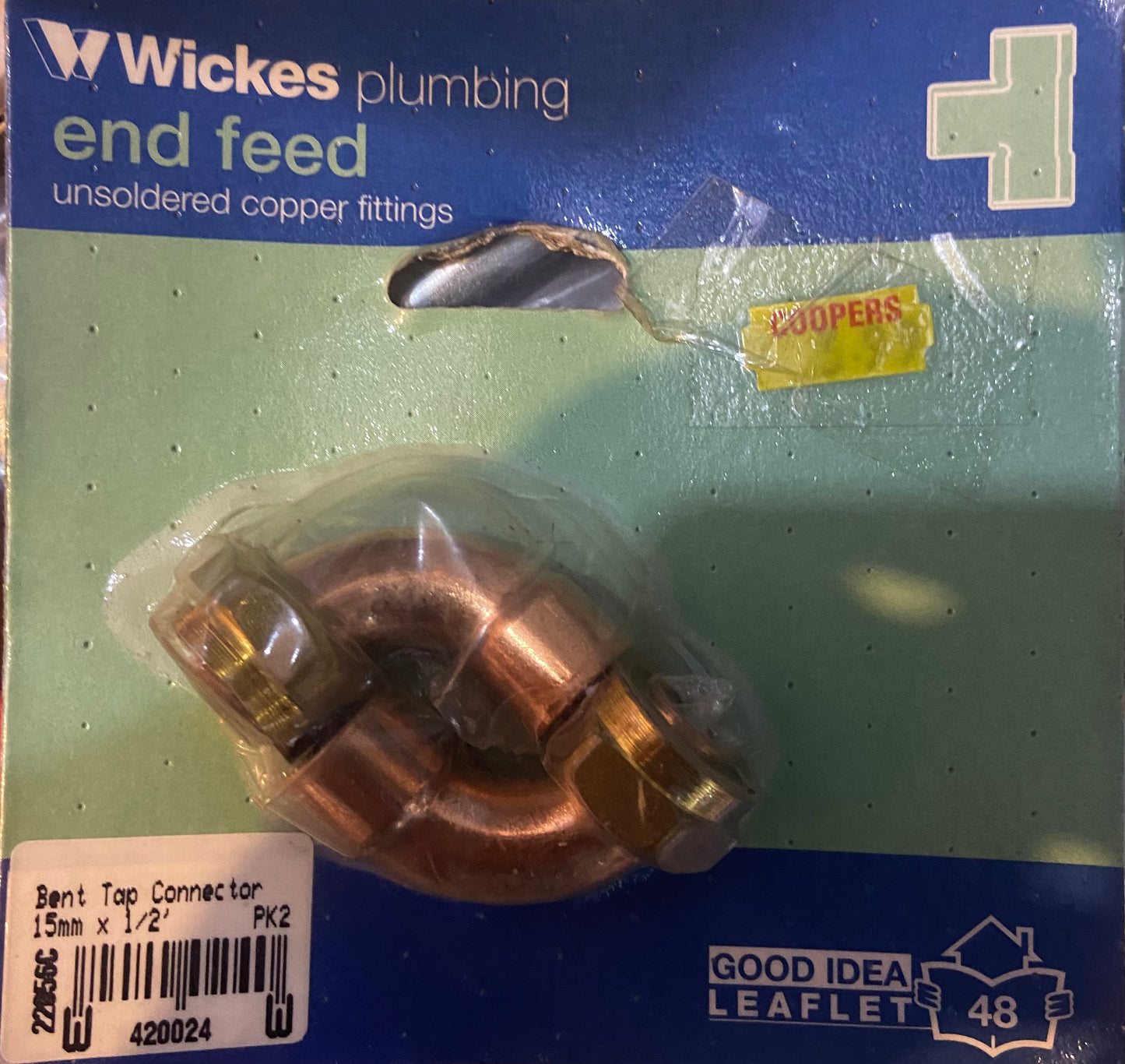 RACCORDS EN CUIVRE NON SOUDÉS, CONNECTEUR SUPÉRIEUR COURBÉ 15mmx1/2’