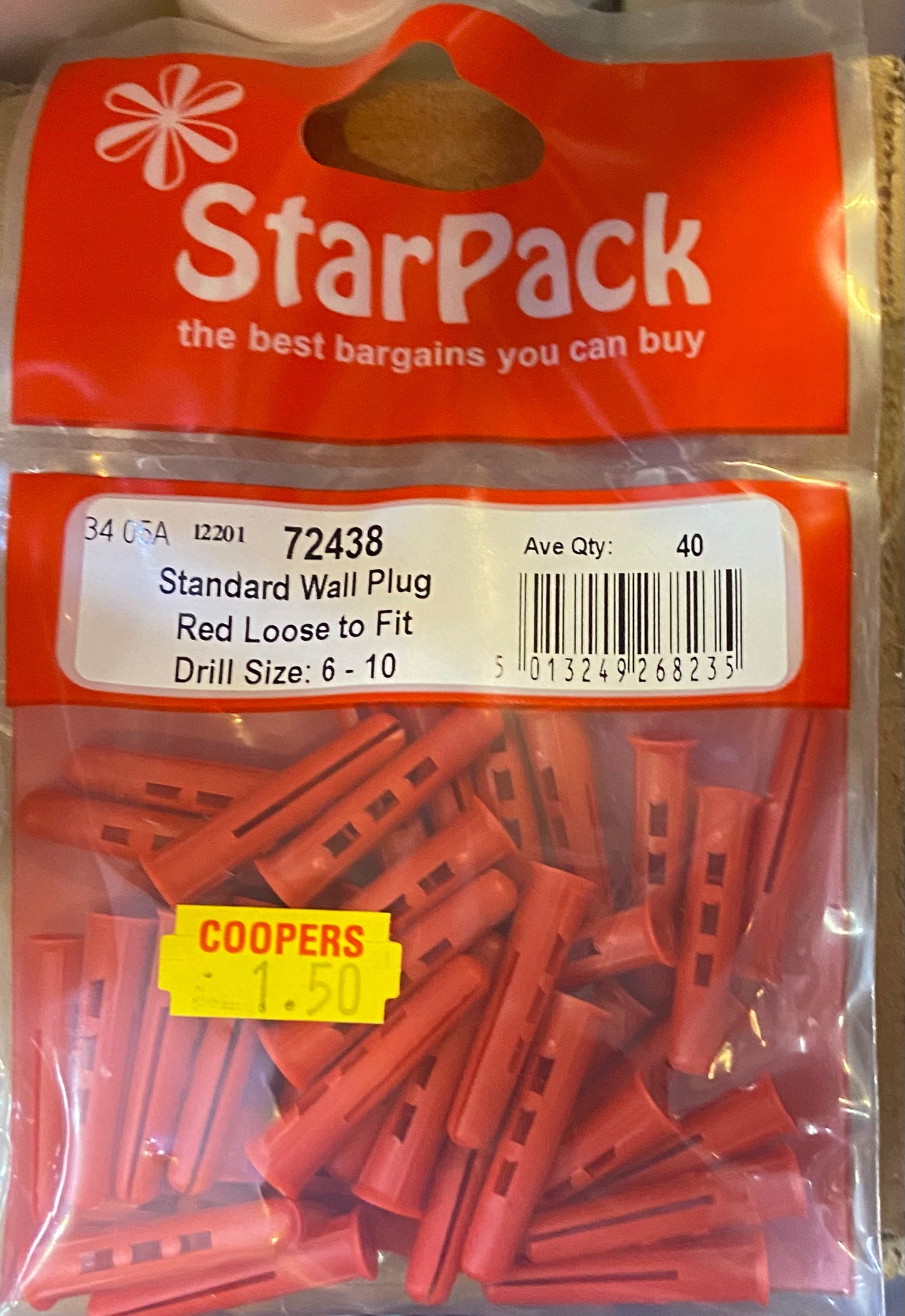 STARPACK WALL PLUG RED drill size:6-10