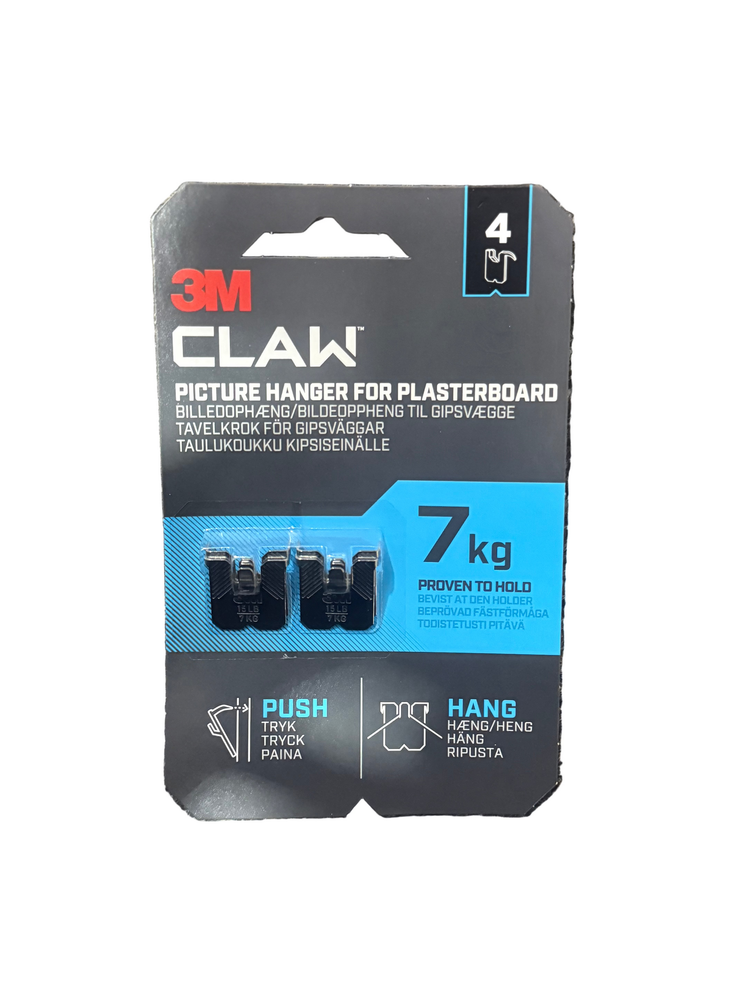 3m CLAW PICTURE HANGER FOR PLASTERBOARD 7kg