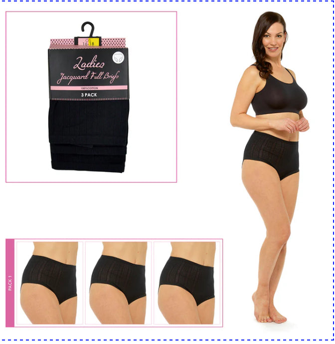 CULOTTES JACQUARD FEMME TAILLE HAUTE lot de 3 20-22