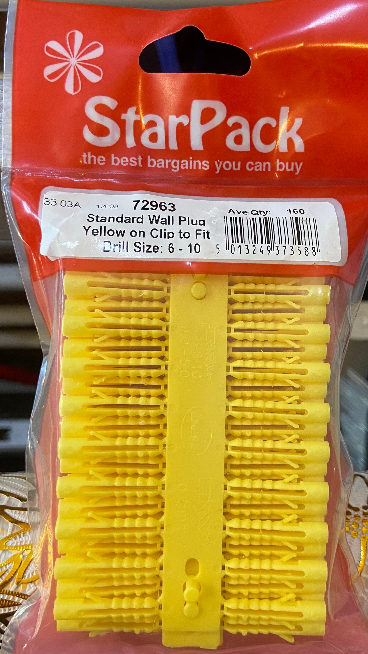 STARPACK CHEVILLE STANDARD JAUNE SUR CLIP POUR TROU DE PERÇAGE : 6-10