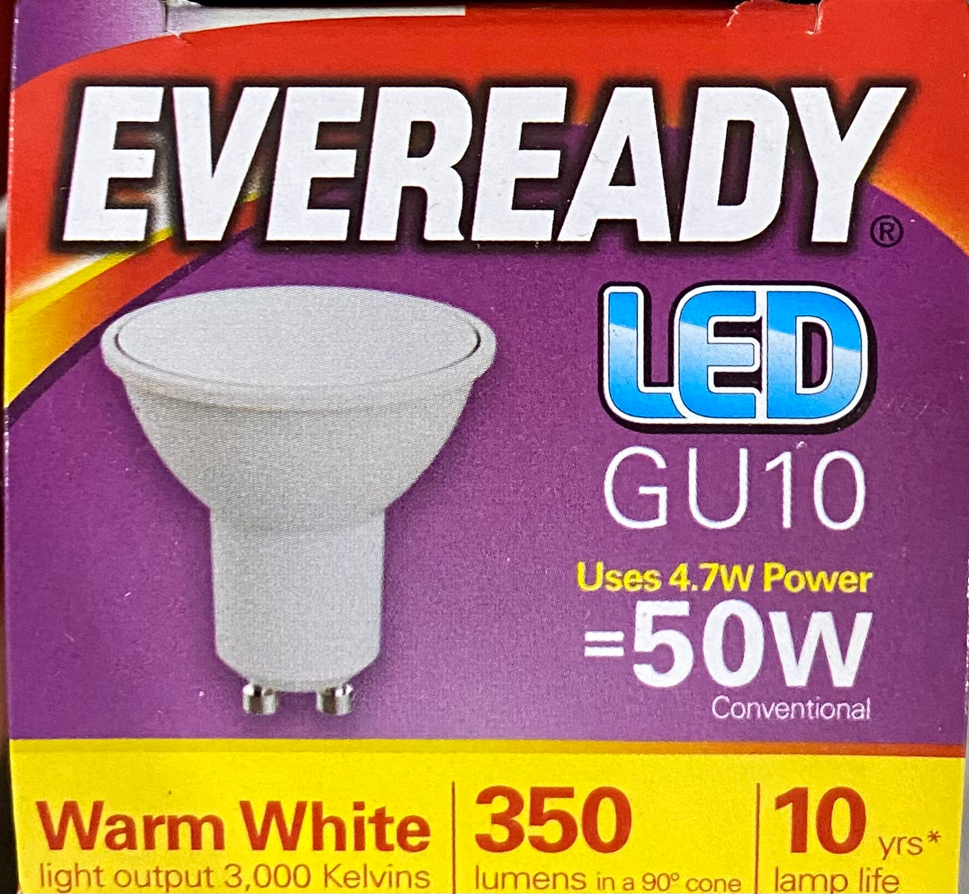 EVEREADY BULB LED GU10 4.7W WARM WHITE(R)
