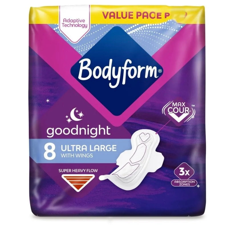 BODYFORM COUR-V ULTRA NIGHT TOWELS 8'S