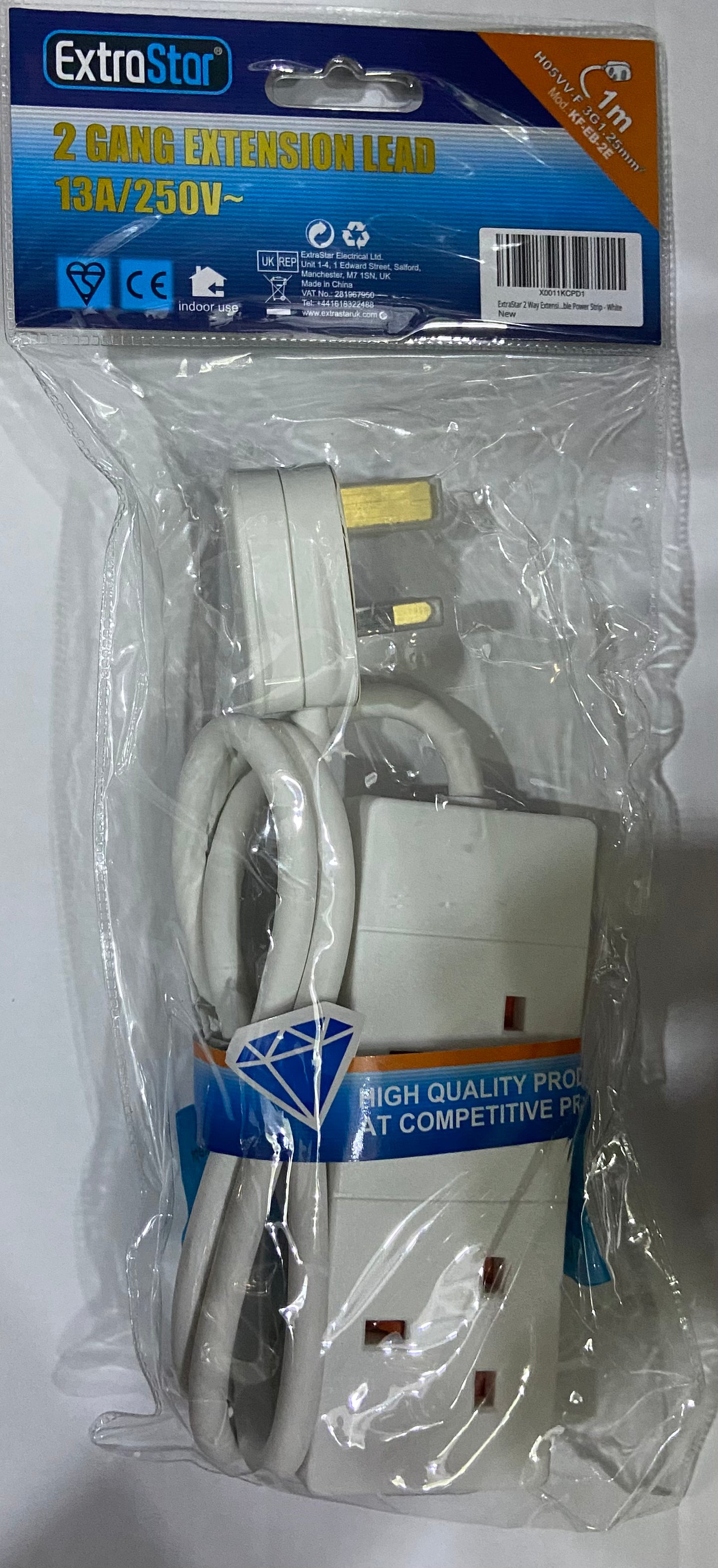 EXTRA STAR EXTENSION LEAD 13A/250V 1m