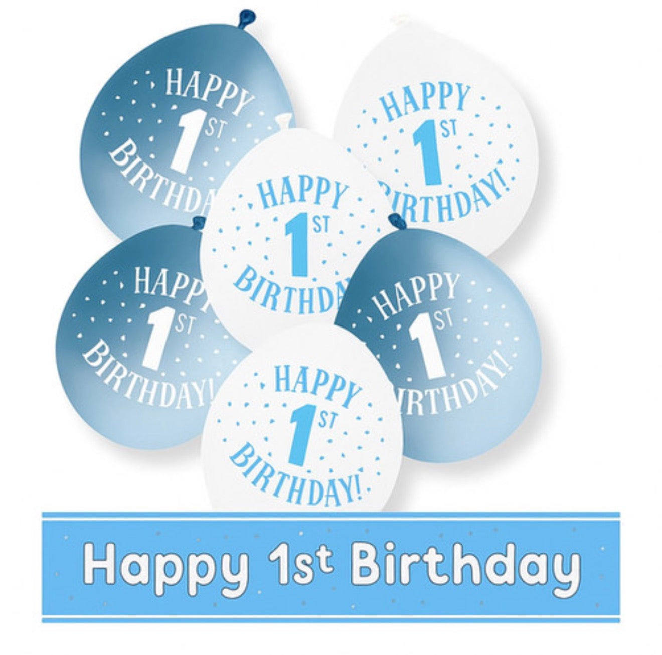 Ballons en latex uniques "Joyeux 1er anniversaire" de 23 cm (paquet de 10)