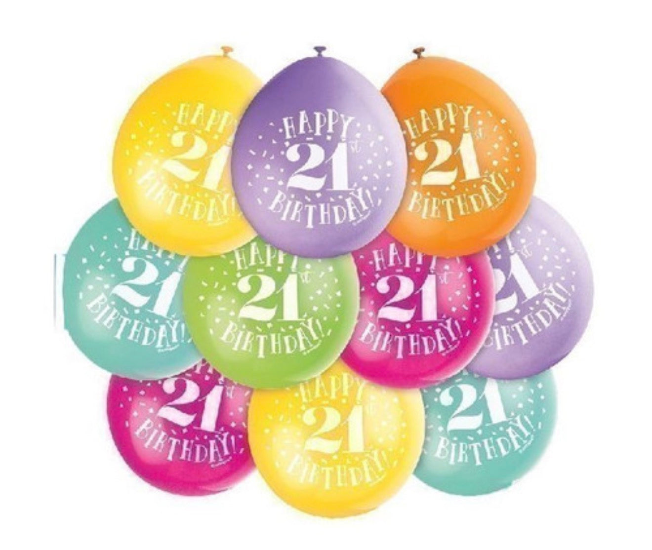 Ballons de baudruche latex "Joyeux 21e anniversaire" uniques 9 po (10)