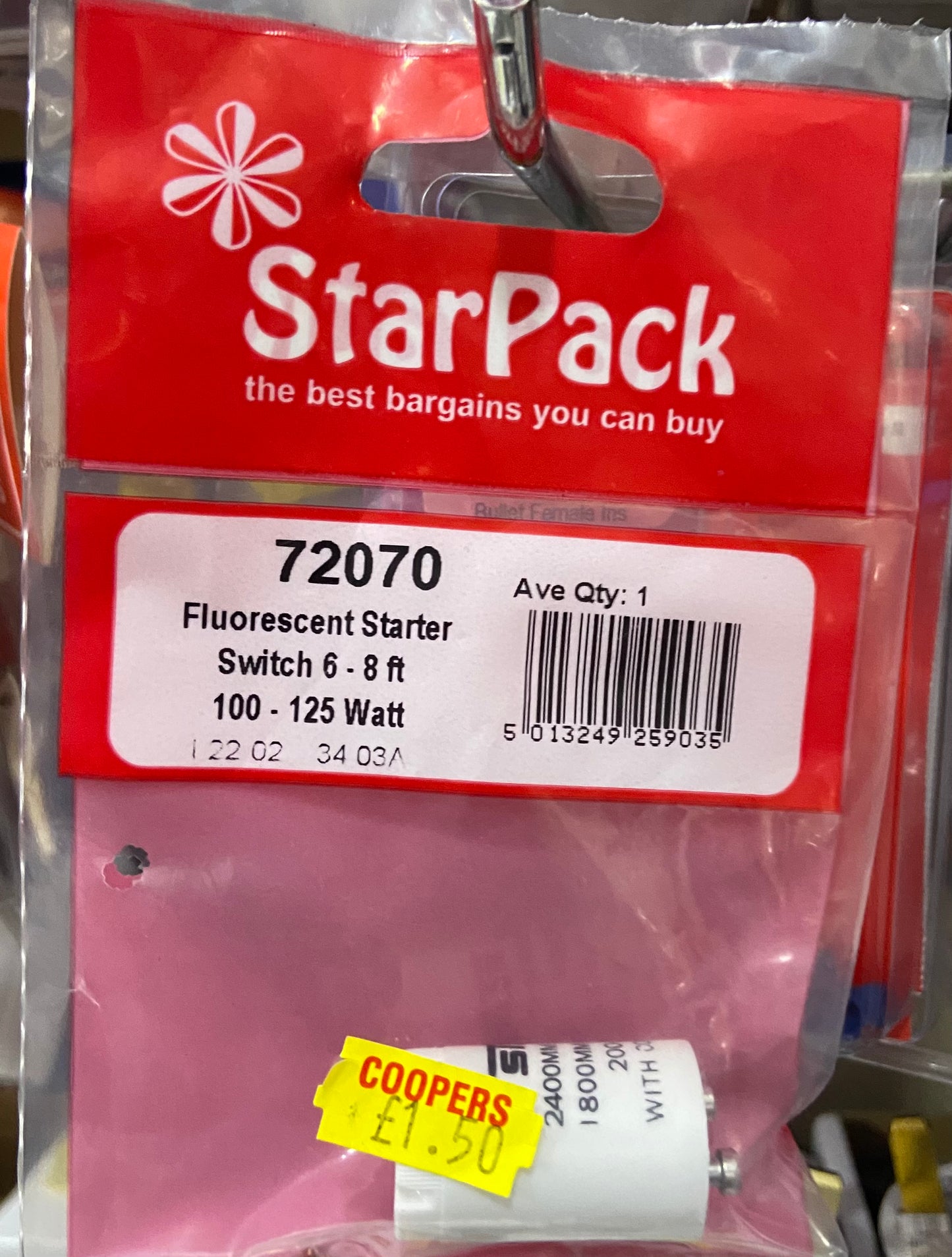 STARPACK FLUORESCENT STARTER SWITCH 6-8ft 100-125w
