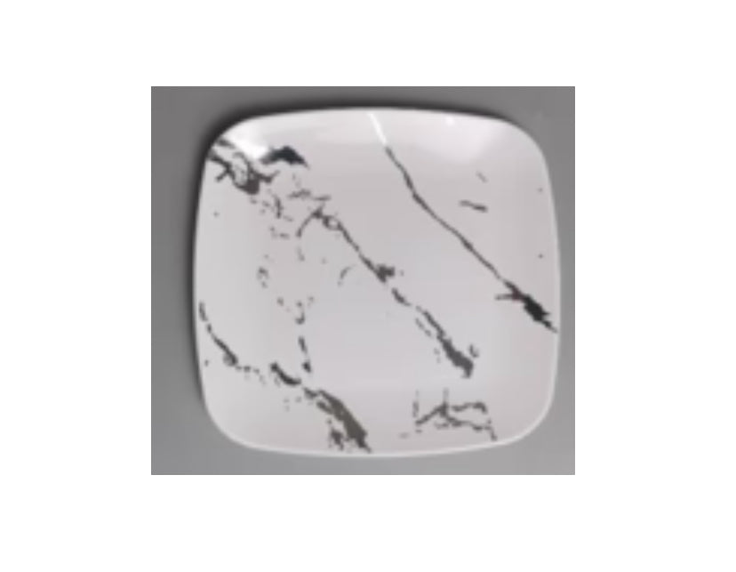 ESSENTIAL WHITE & SILVER MARBLE EFFECT DINNER PLATES 10”/25.4cm 10 pack