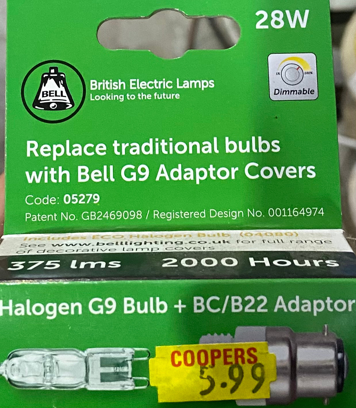AMPOULE HALOGÈNE G9 + ADAPTATEUR BC/B22 28w