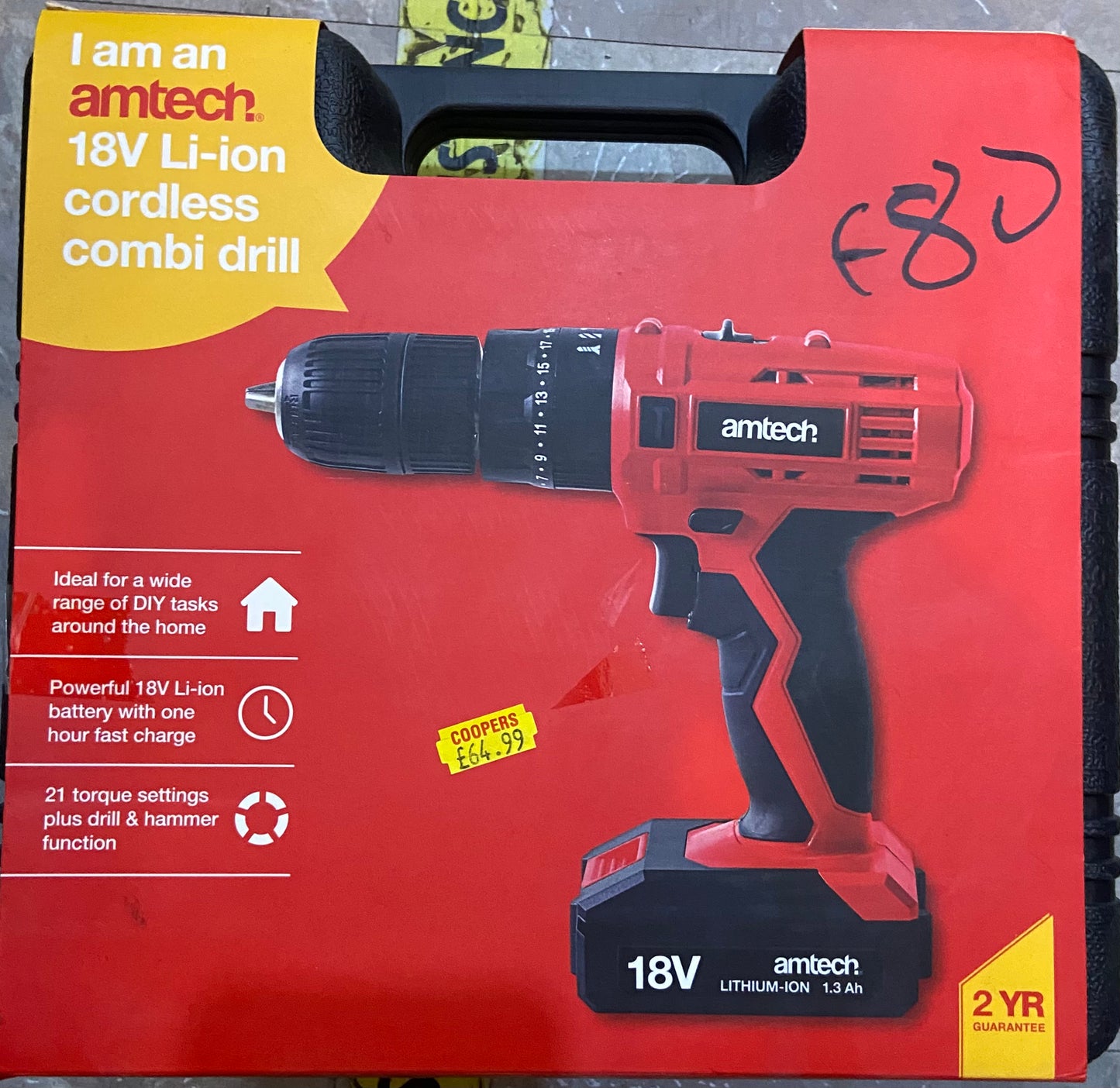 AMTECH 18V LI-ION CORDLESS COMBI DRILL