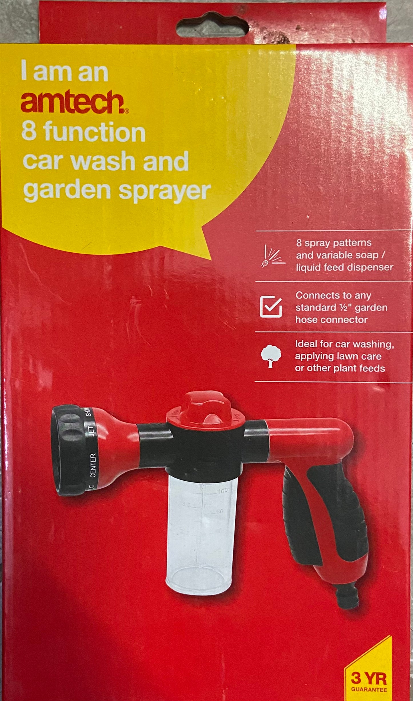 AMTECH 8 FUNCTION CAR WASH AND GARDEN SPRAYER