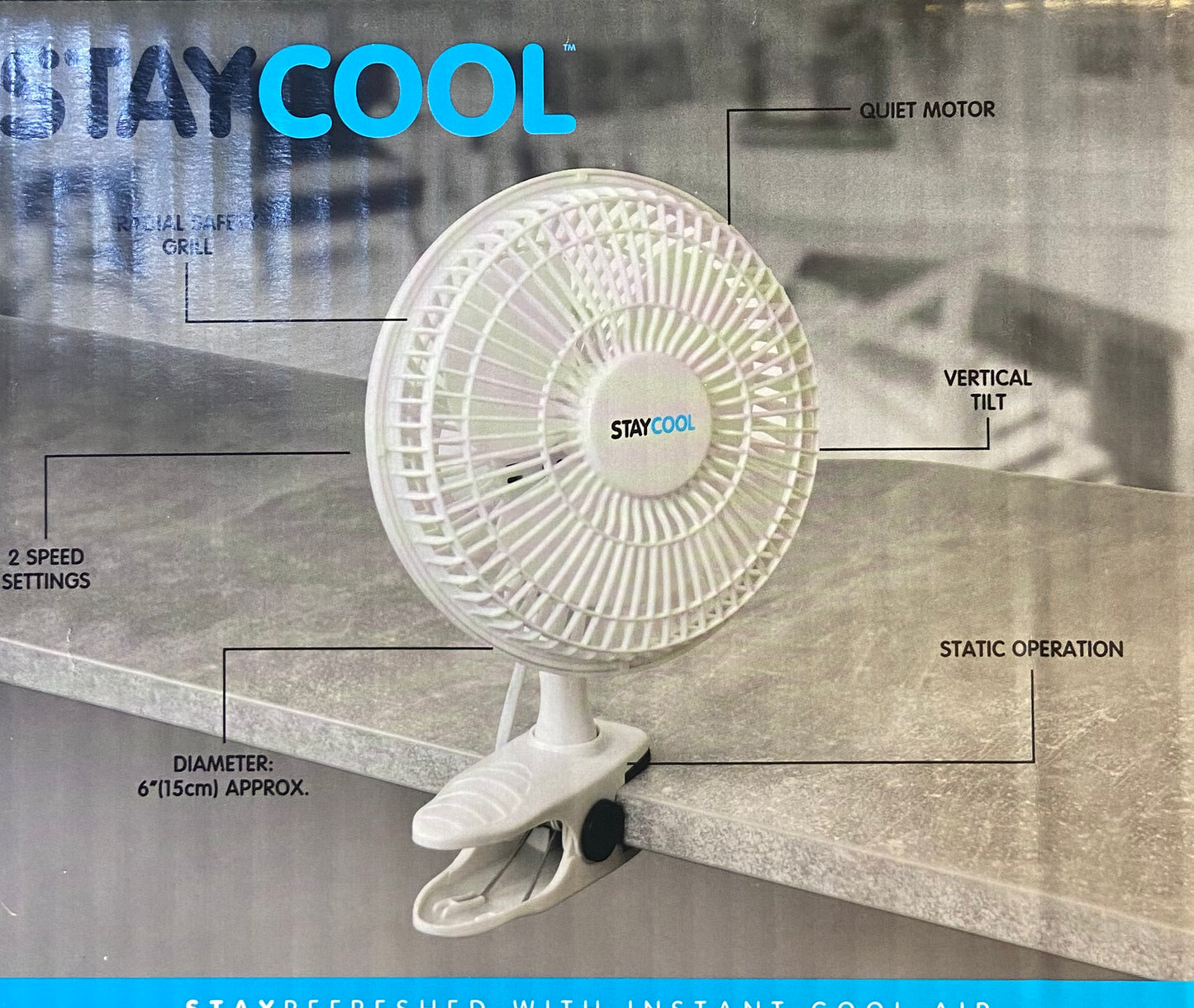 STAY COOL DOUBLE VENTILATEUR CLIP / DE BUREAU 6"