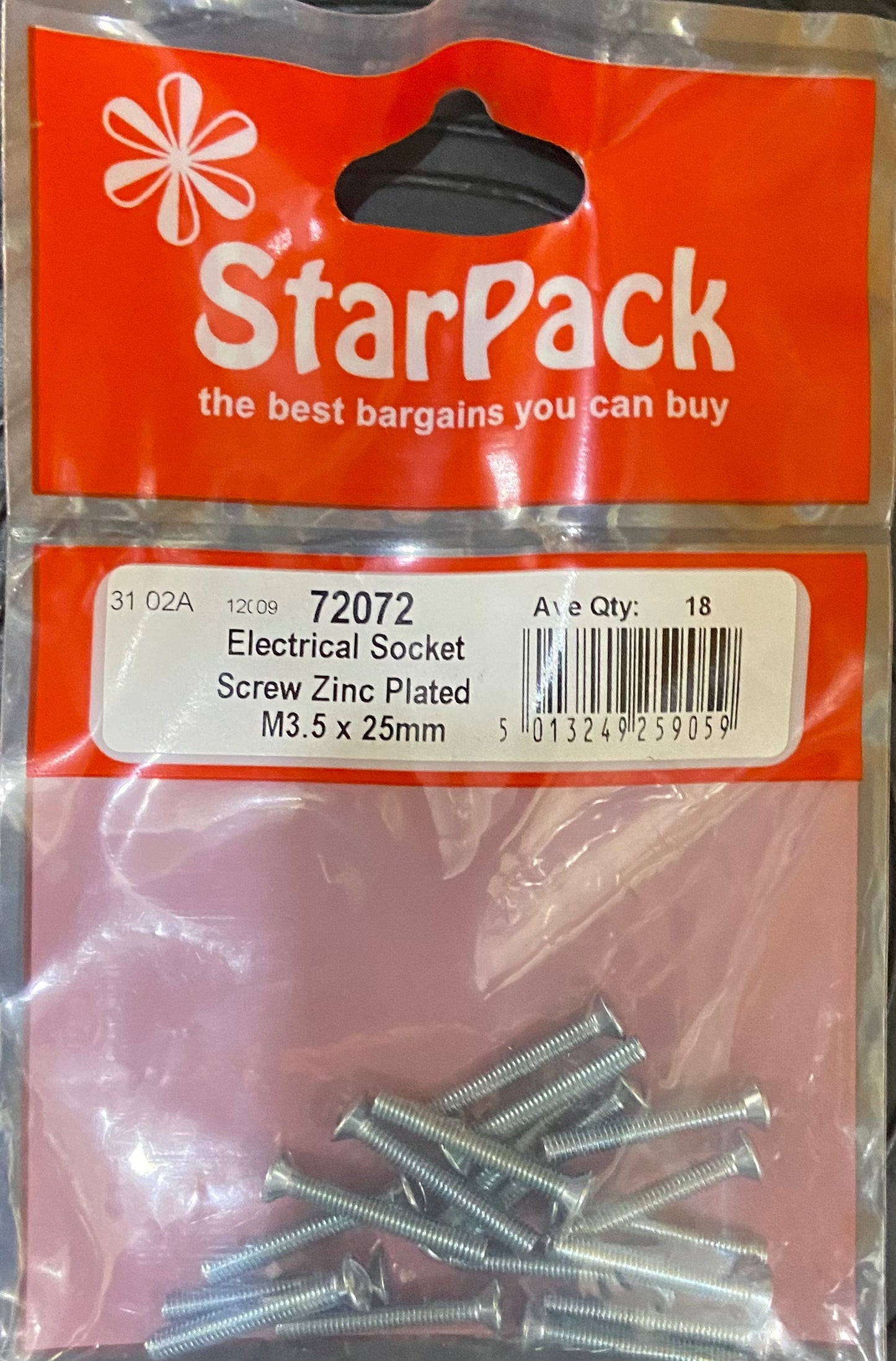 STARPACK ELECTRICAL SOCKET SCREW SINC PLATED M3.5x25mm