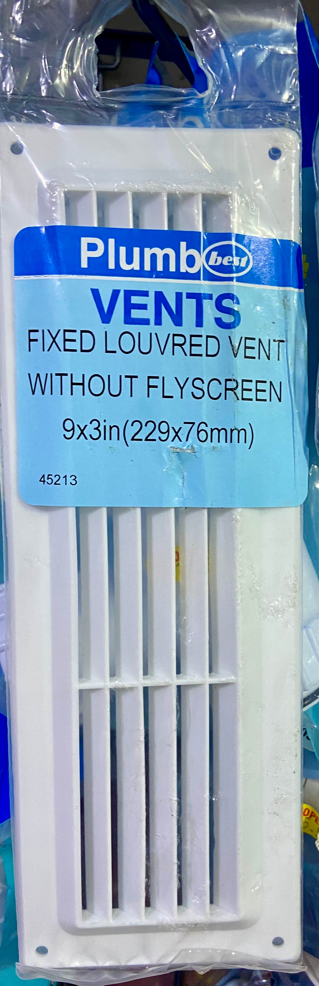 BOUCHE D'AÉRATION À LAMES FIXES SANS MOUSTIQUAIRE 229x76mm