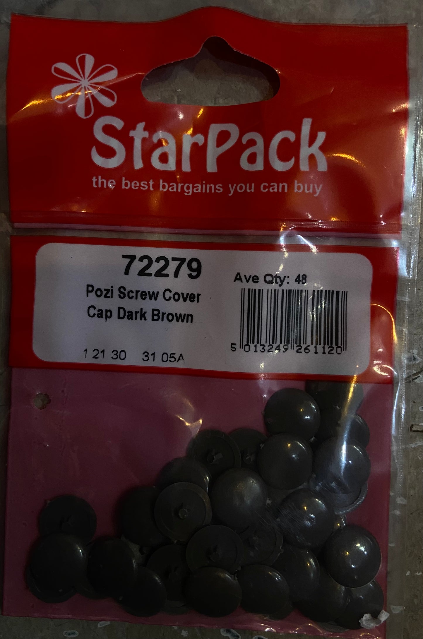 STARPACK POZI SCREW COVER CAP DARK BROWN