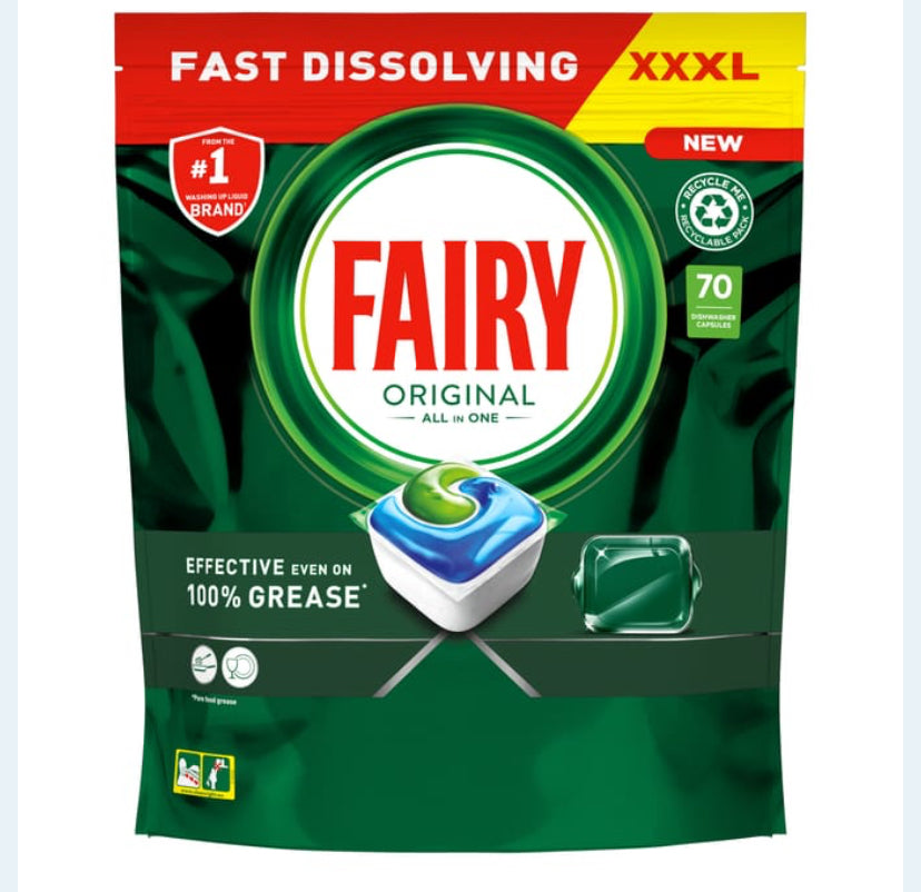 Fairy Original Tout en Un Tablettes Lave-Vaisselle Régulier 70 Tablettes