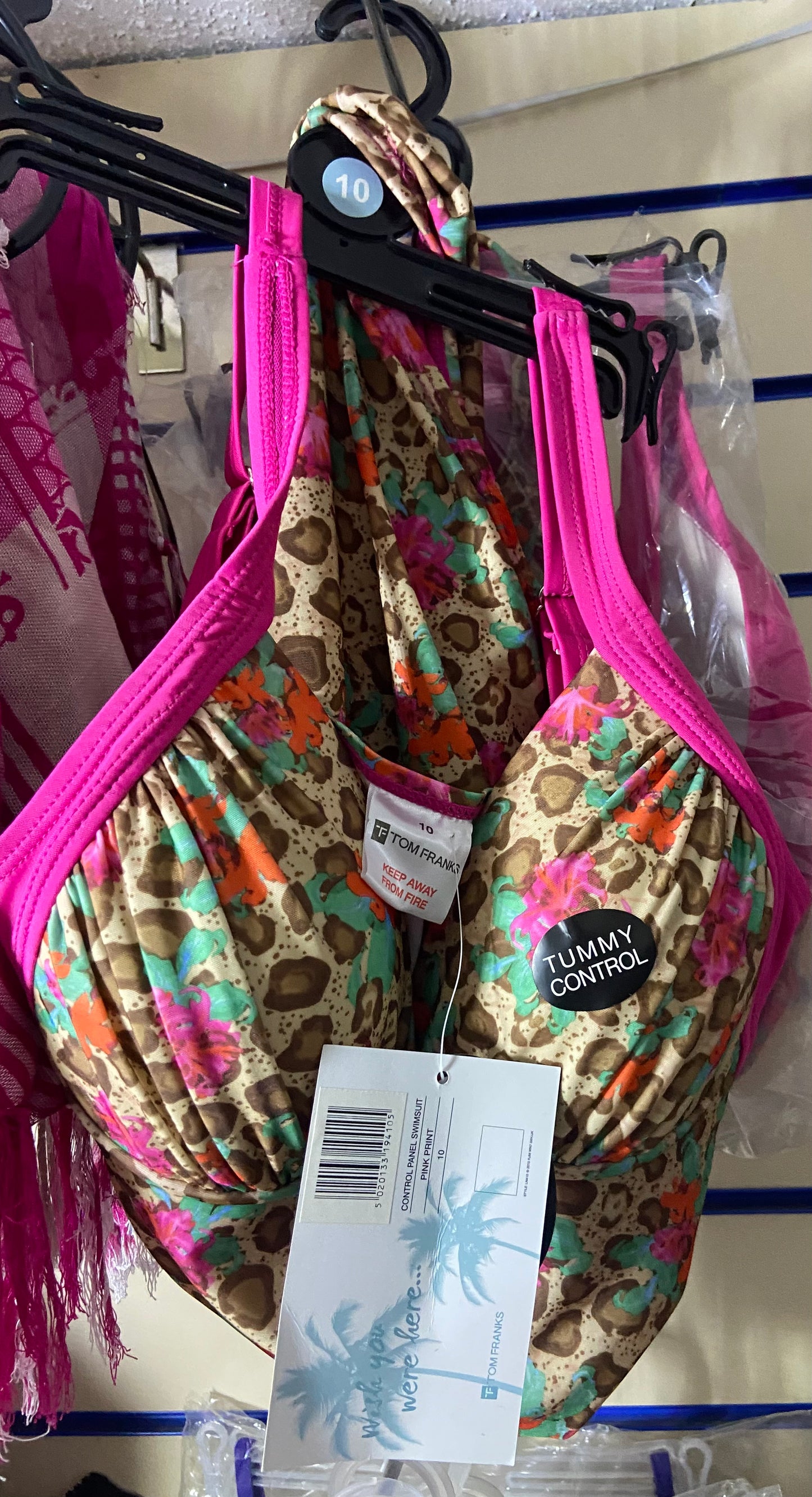 SWIMSUIT TUMMY CONTROL PINK PRINT-SIZE 10