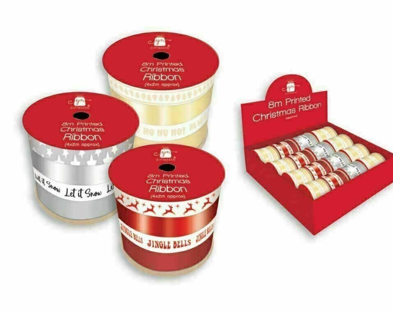 Christmas Ribbon wrapping 8m Assorted