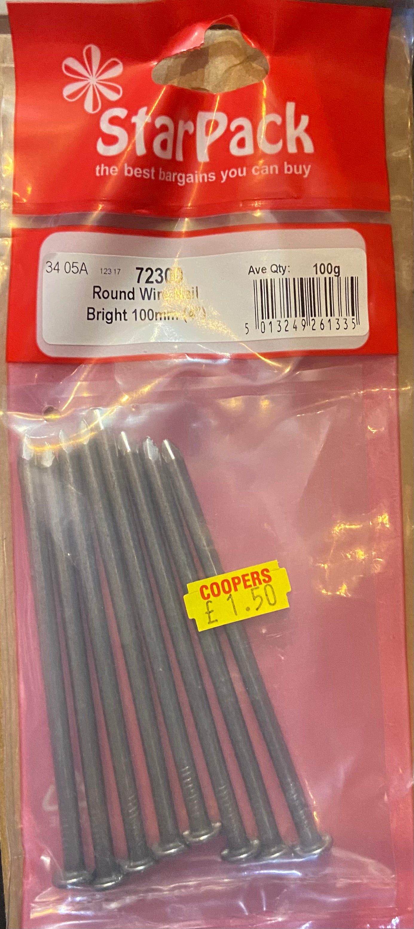 STARPACK ROUND WIRE NAIL BRIGHT 100MM