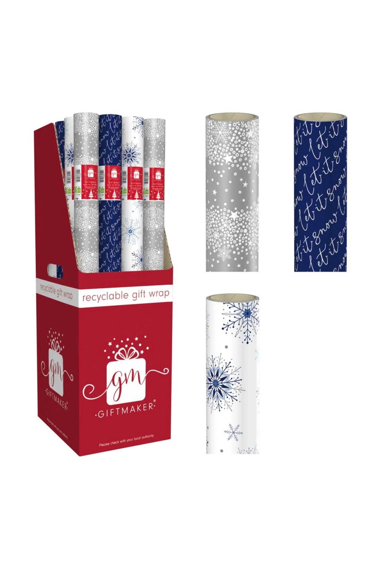 CHRISTMAS 4m ROLL WRAP MIDNIGHT BLUE ASSORTED