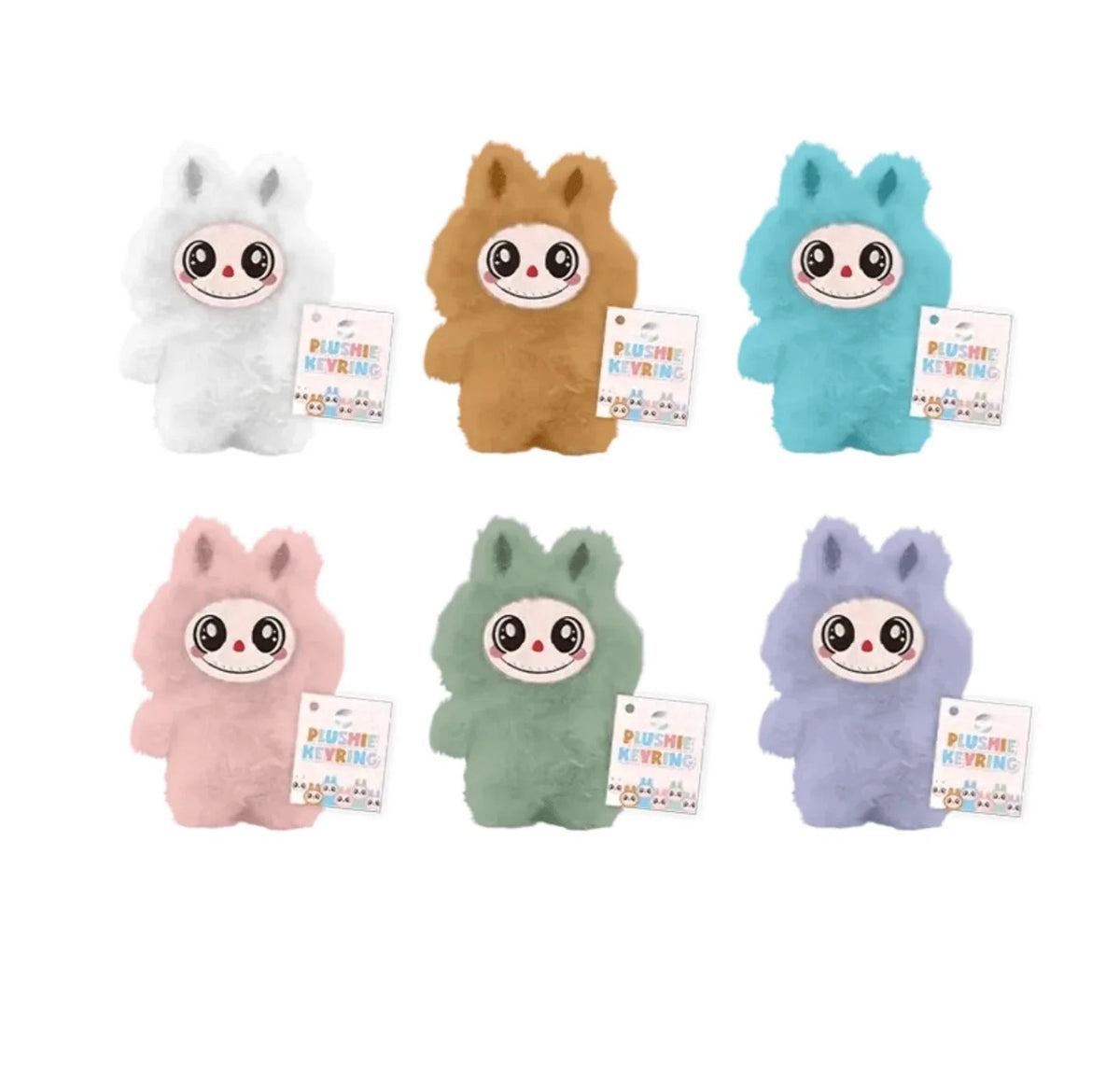 PLUSH CHARACTER KEYRING 8cm ASSORTED COLOURS
