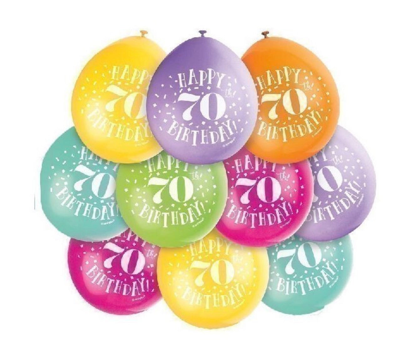 10 ballons de baudruche en latex de 23 cm pour un 70e anniversaire unique