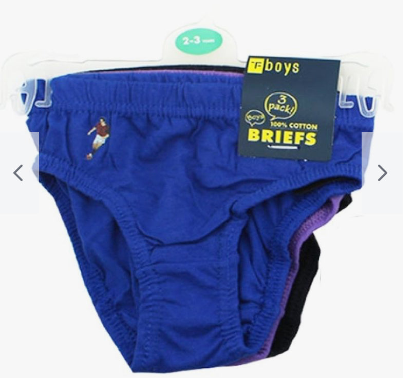 Slips en coton pour garçons - Motif football (Lot de 3) - Assortis 2-3 ANS