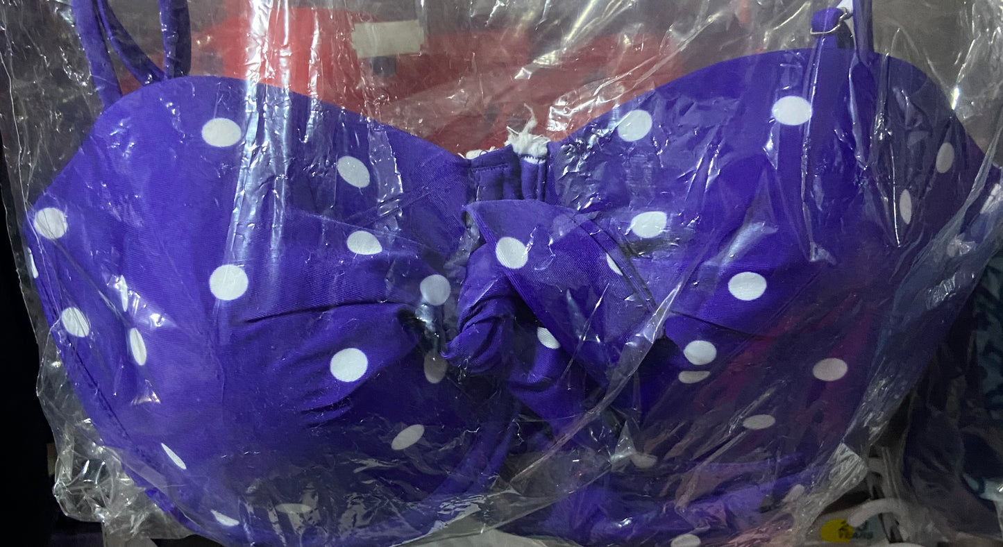 MAILLOT DE BAIN FEMME TAILLE 40 À POIS BLEU MARINE BLANC