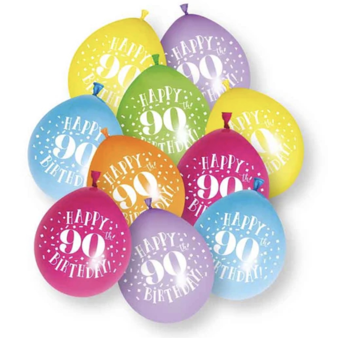 10 ballons de baudruche en latex de 9 pouces « Joyeux 90ème Anniversaire » (modèle unique)