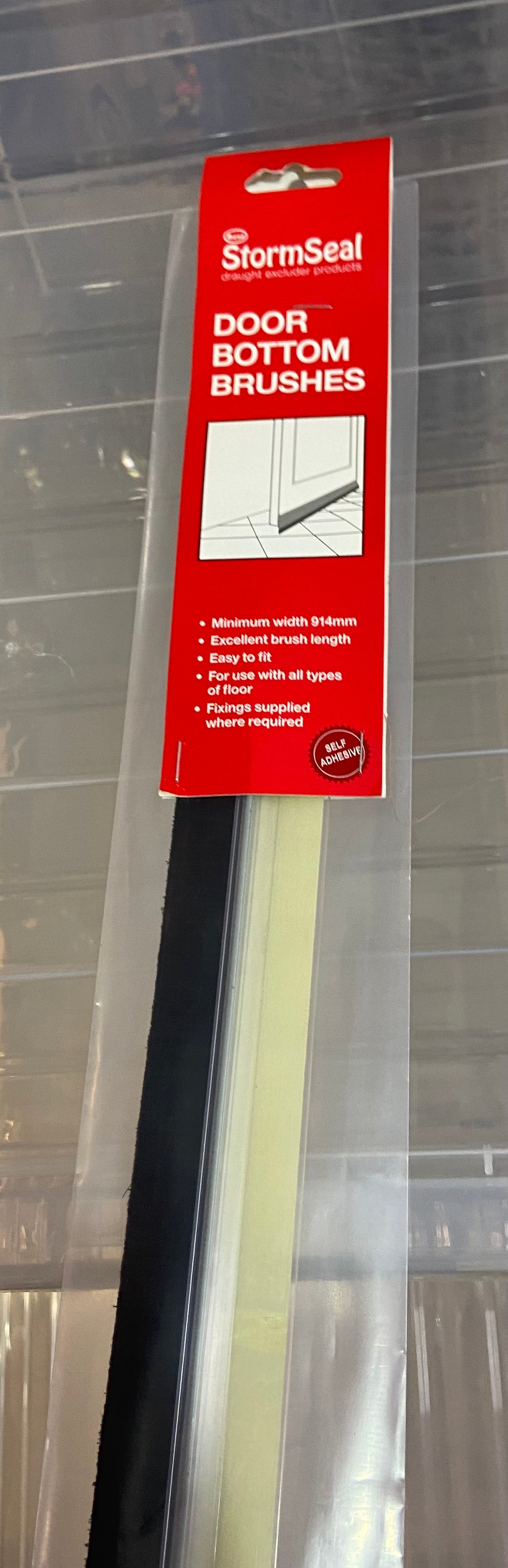 BAS DE PORTE À BROSSE EN PLASTIQUE TRANSPARENT 915mm