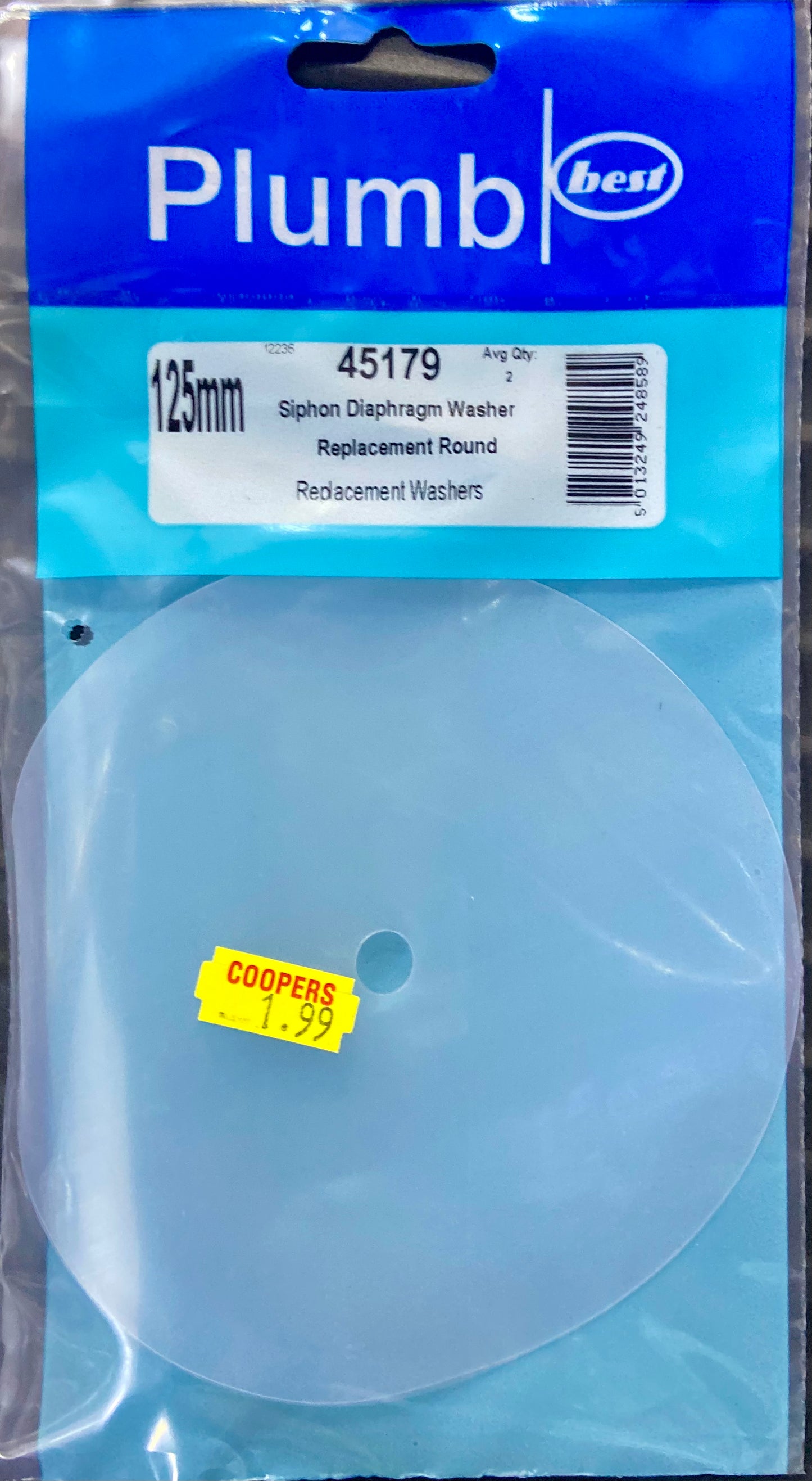 PLUMB 125mm SIPHON DE REMPLACEMENT ROND DU DIAPHRAGME DE CHASSE D'EAU
