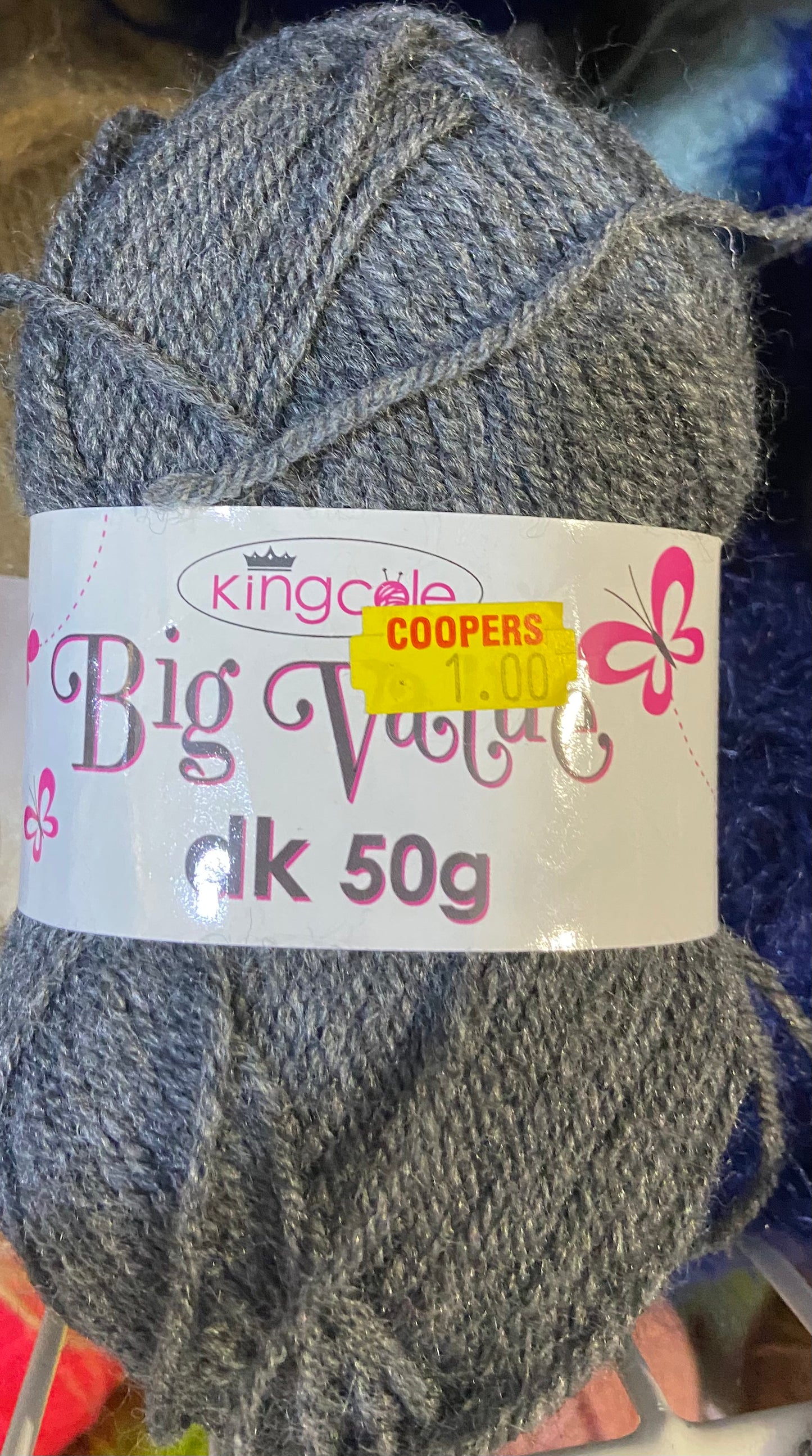 KING COLE DK 50g GREY WOOL