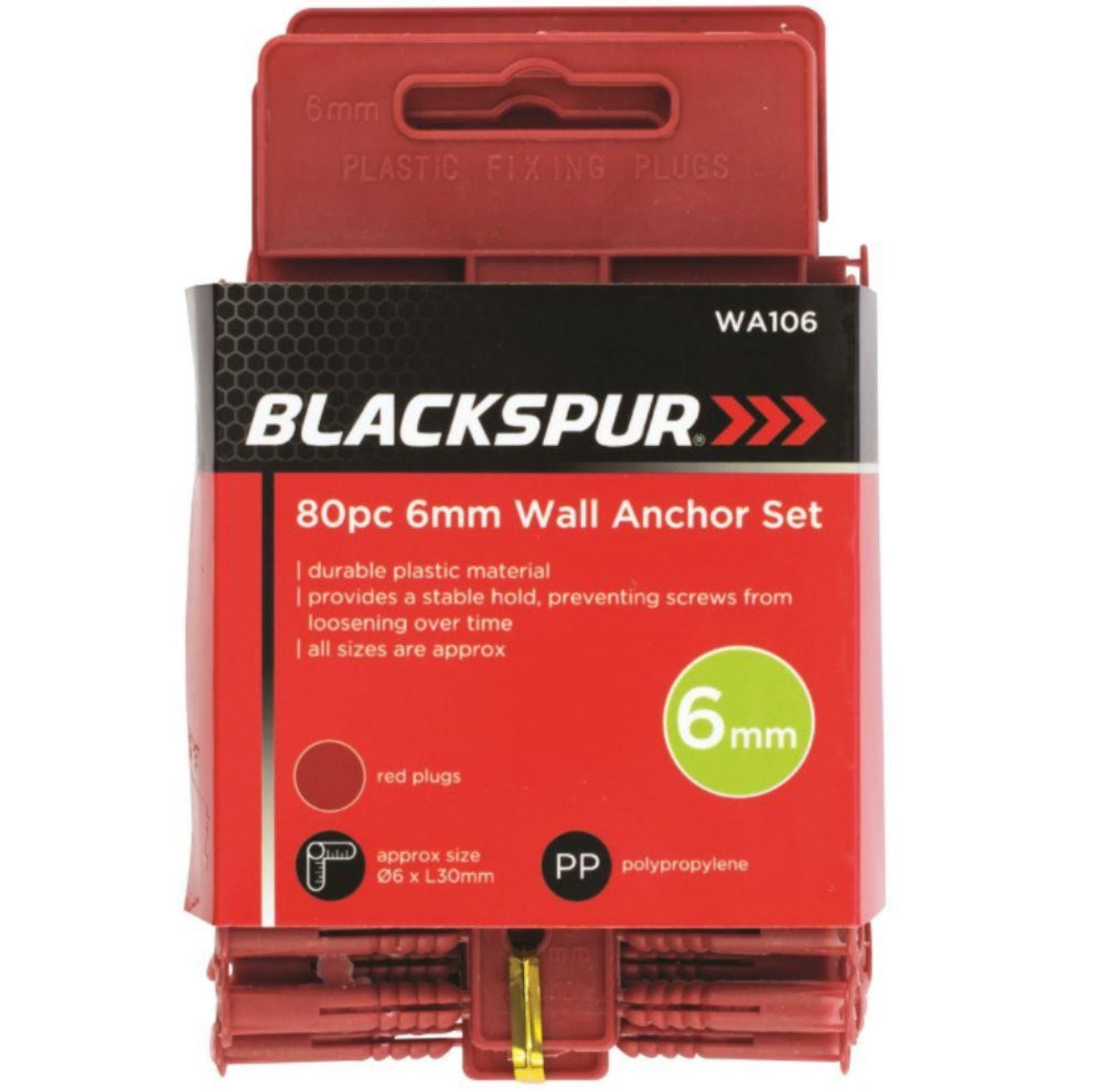 BLACKSPUR 80pc 6mm WALL ANCHOR SET