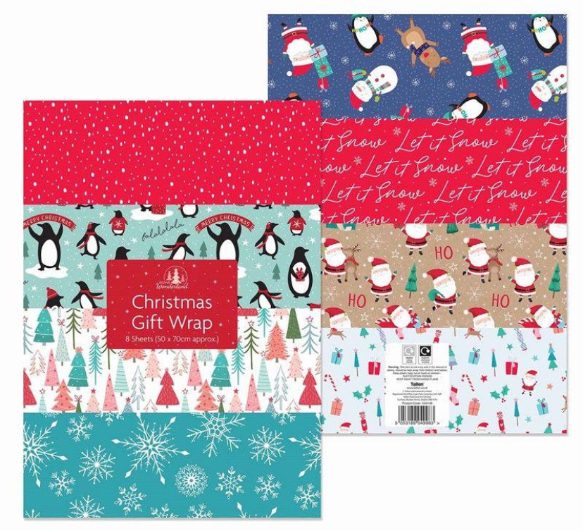 PAPIER CADEAU DE NOËL 8 FEUILLES
