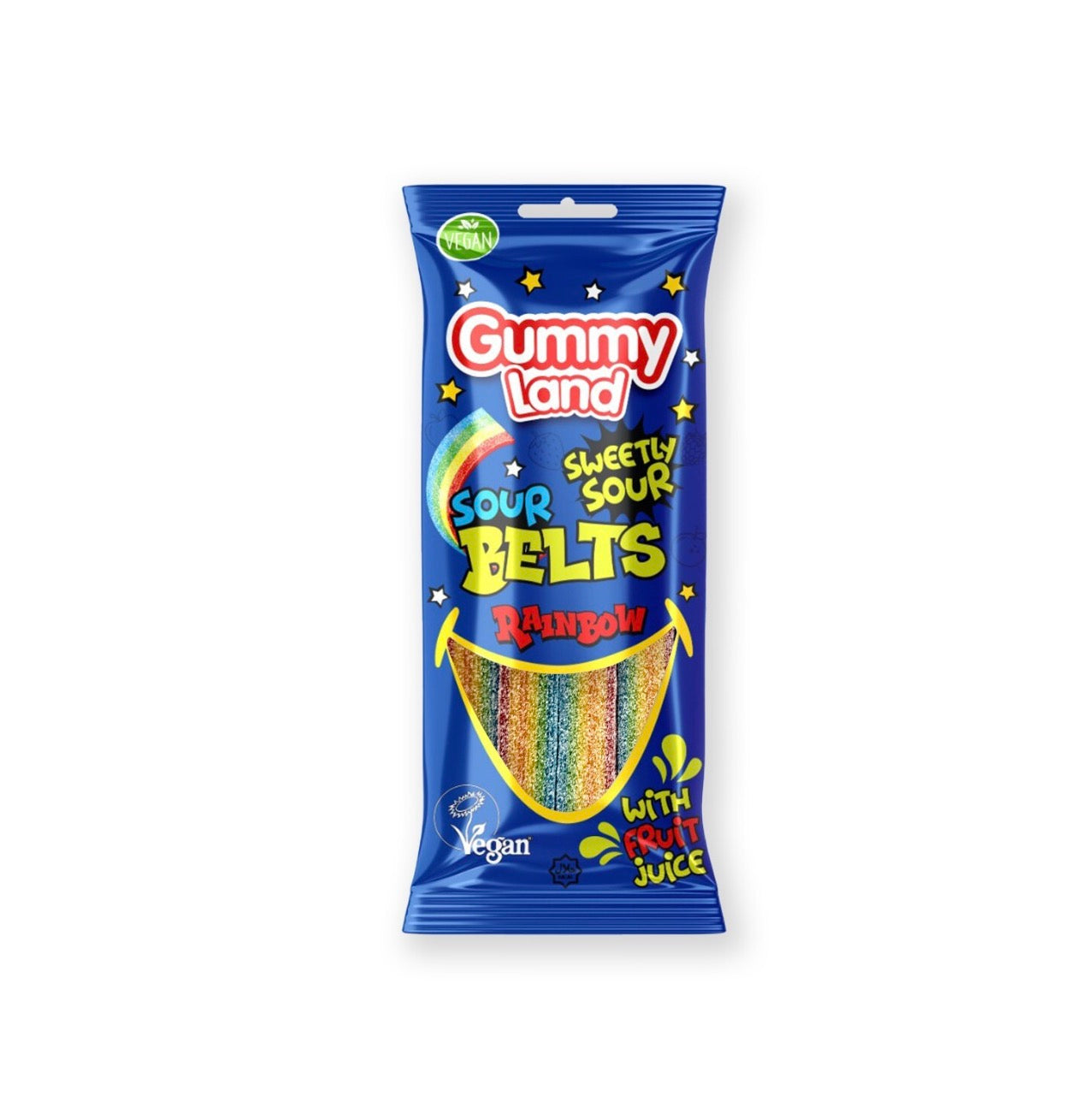 GUMMY LAND SWEETY SOUR BELTS RAINBOW 80g