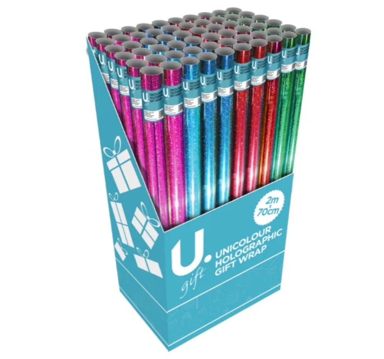 UNICOLOUR HOLOGRAPHIC GIFTWRAP 2m X 70cm