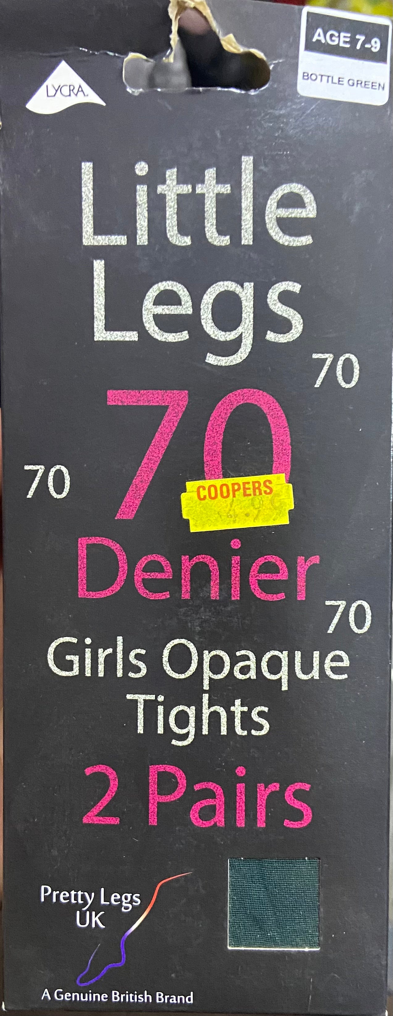 COLLANT OPAQUE FILLE VERT BOUTEILLE 7-9 ANS