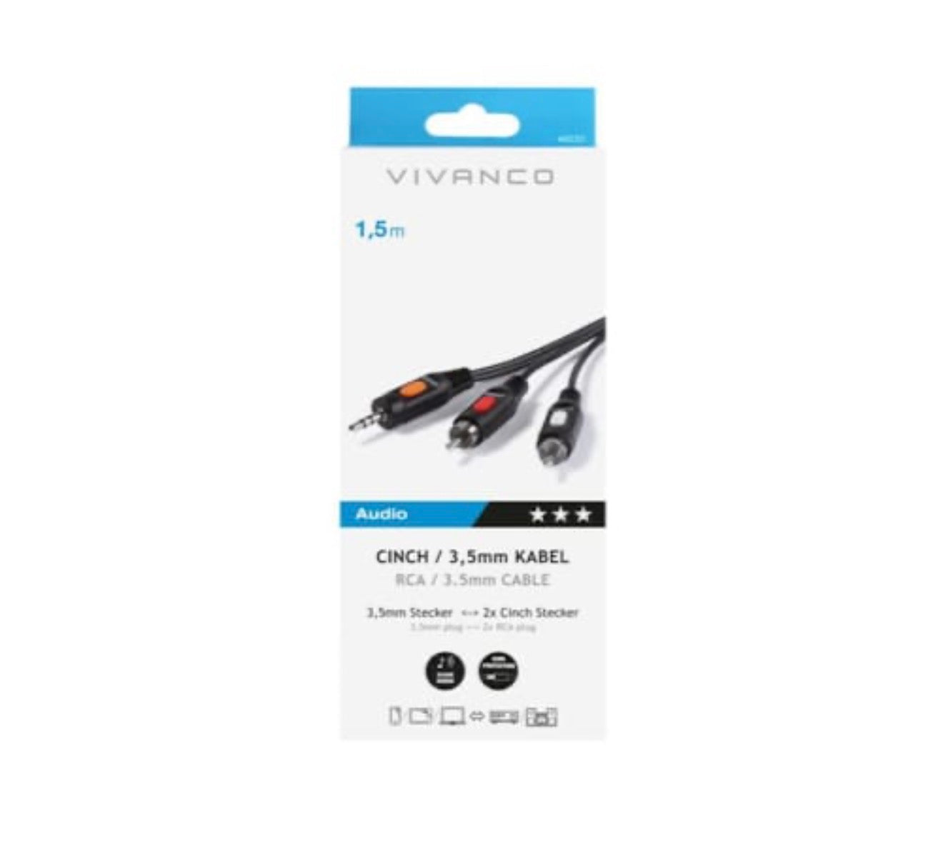 VIVANCO CÂBLE AUDIO CINCH/3.5mm 1,5m