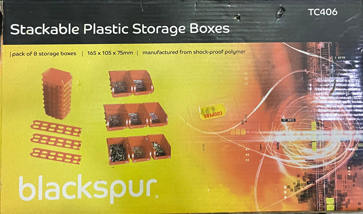 Boîtes de rangement en plastique empilables BLACKSPUR