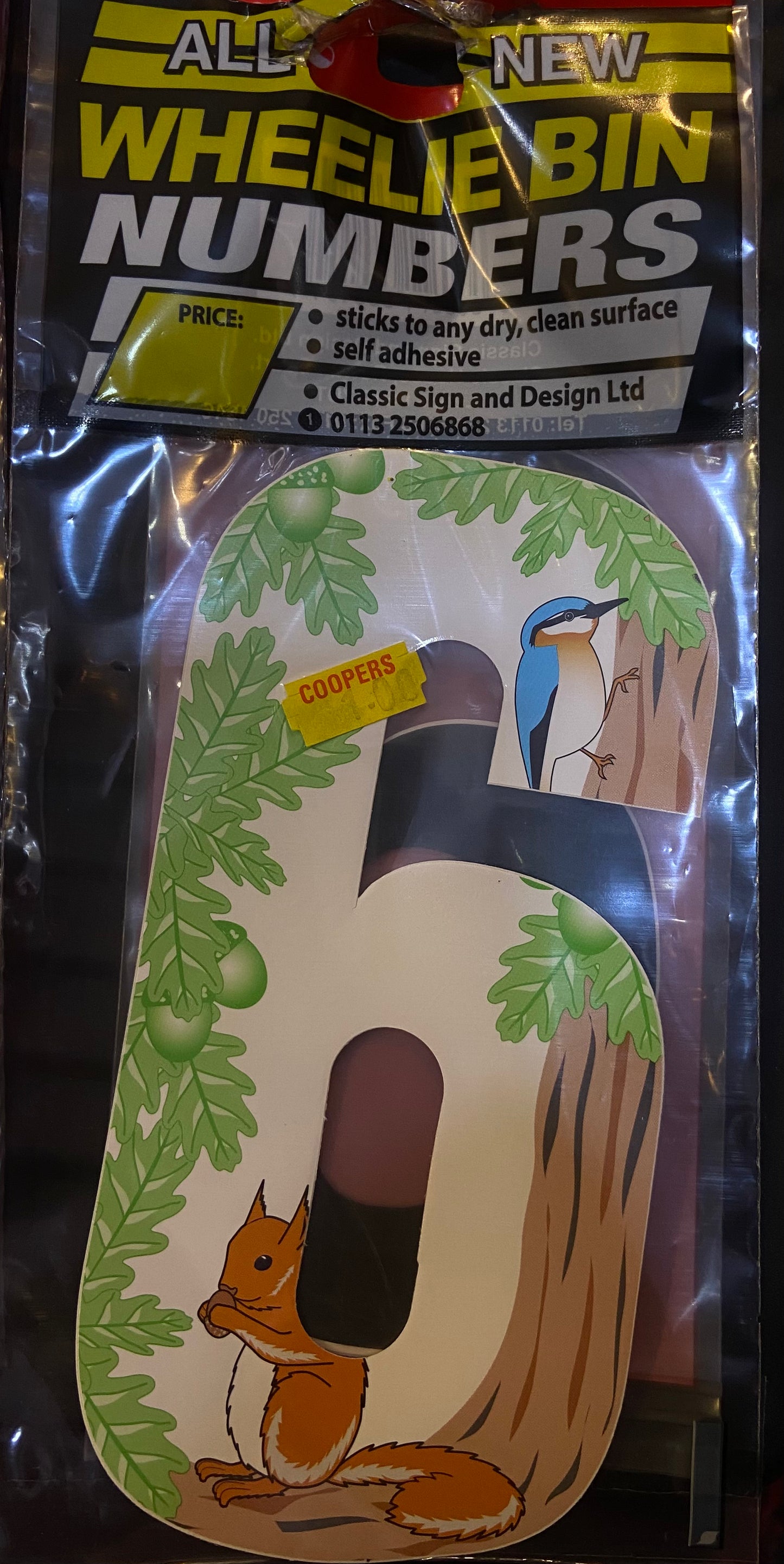 WHEELIE BIN NUMBER 6 bird and flower design