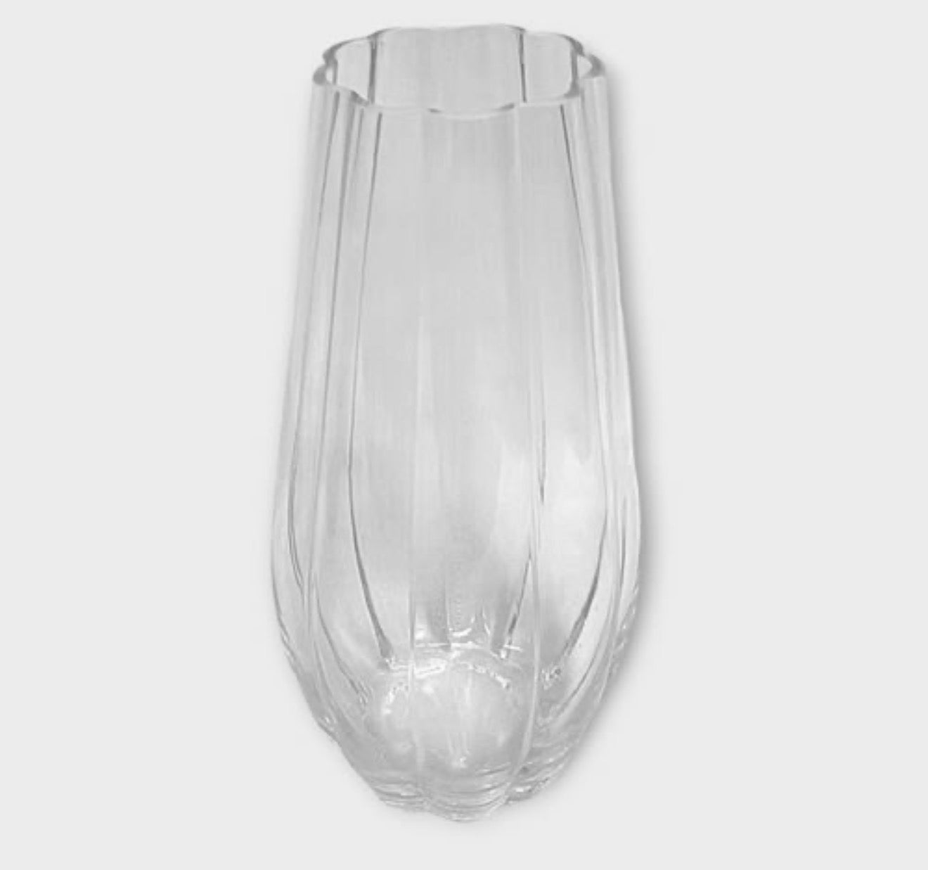 Steelex 25cm RIBBED TAPERED GLASS VASE -